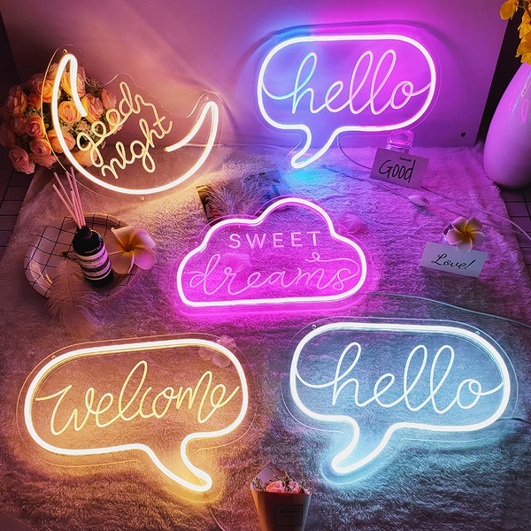 Neon Signs Mini Neon Sign Bedroom Custom Name Quate Kids Heart Small Sweet Dreams Room Wall Decoration Small Tabletop Custom Neon Sign