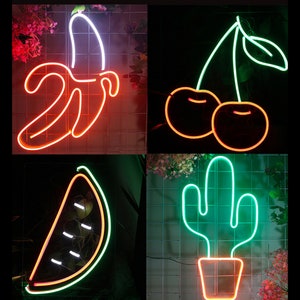 Neon Sign Custom | Neon Sign Banana | Fruit Cherry  neon sign | Personalized Gifts | Party Decor | Wall Decor | Christmas Present