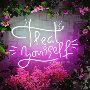 Custom Neon Signs | Neon Sign Treat Yourself | Neon Sign Wall Decor | Neon Sign Led | Neon Sign Bar Aet| Neon Light Sign | Neon Sign Wedding