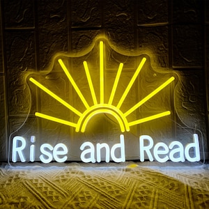 Neon Sign | Neon sign Custom | Rise and Read Neon Sign | Neon Light Led | Neon Sign Bedroom | Dessert Shop Decor | Neon Sign Bar