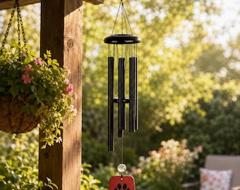 Listen to the Wind Pet Memorial -Garden Remembrance Gifts- Dog Memorial Wind Chime-Personalized Paw Print Sympathy - Pet Loss Keepsake