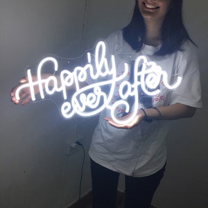 Neon Sign Custom | Happily Ever After Neon Sign | Wedding Neon Sign | Neon Light Bedroom Art | Neon Sign Name Led | Neon Sign Wall Decor