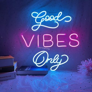 Good Vibes Only Neon Sign |Neon Sign Custom |  Neon Wedding Sign | Neon Sign Wall decor | Neon Sign Bar | Aesthetic Neon Sign Bedroom