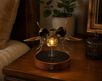 Fireworm Camping Lamp Steampunk Mechanical Metal Glowworm Desks Table Lamp -Touch Control Vintage Light for Living Room Bedroom Home Decor