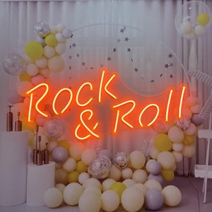 Insegna luminosa al neon Rock and Roll con nome personalizzato, regalo personalizzato a LED, decorazione per studio musicale, decorazione per la casa, bar, pub, club, da appendere alla parete
