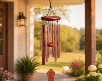 New Home Wind Chimes for Housewarming Gift,Metal Wind Chime Key Pendant, Outdoor Decor for Porch Patio Balcony Window New House Present