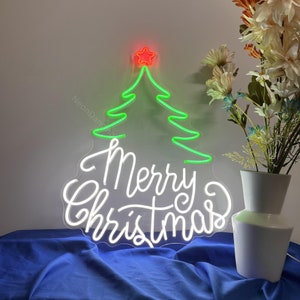 Merry Christmas Neon Sign Custom Christmas-tree Neon Light Led Lamp Wall Art Door Shopwindow Signs Decoration Home Bedroom Bar Wall Decor 3D