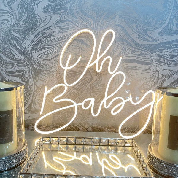 Insegna al neon personalizzata / Insegna al neon personalizzata per bambino / Insegna al neon LED / Insegna al neon Oh baby / Insegna al neon per baby shower Personalizzata / Insegna al neon per matrimonio