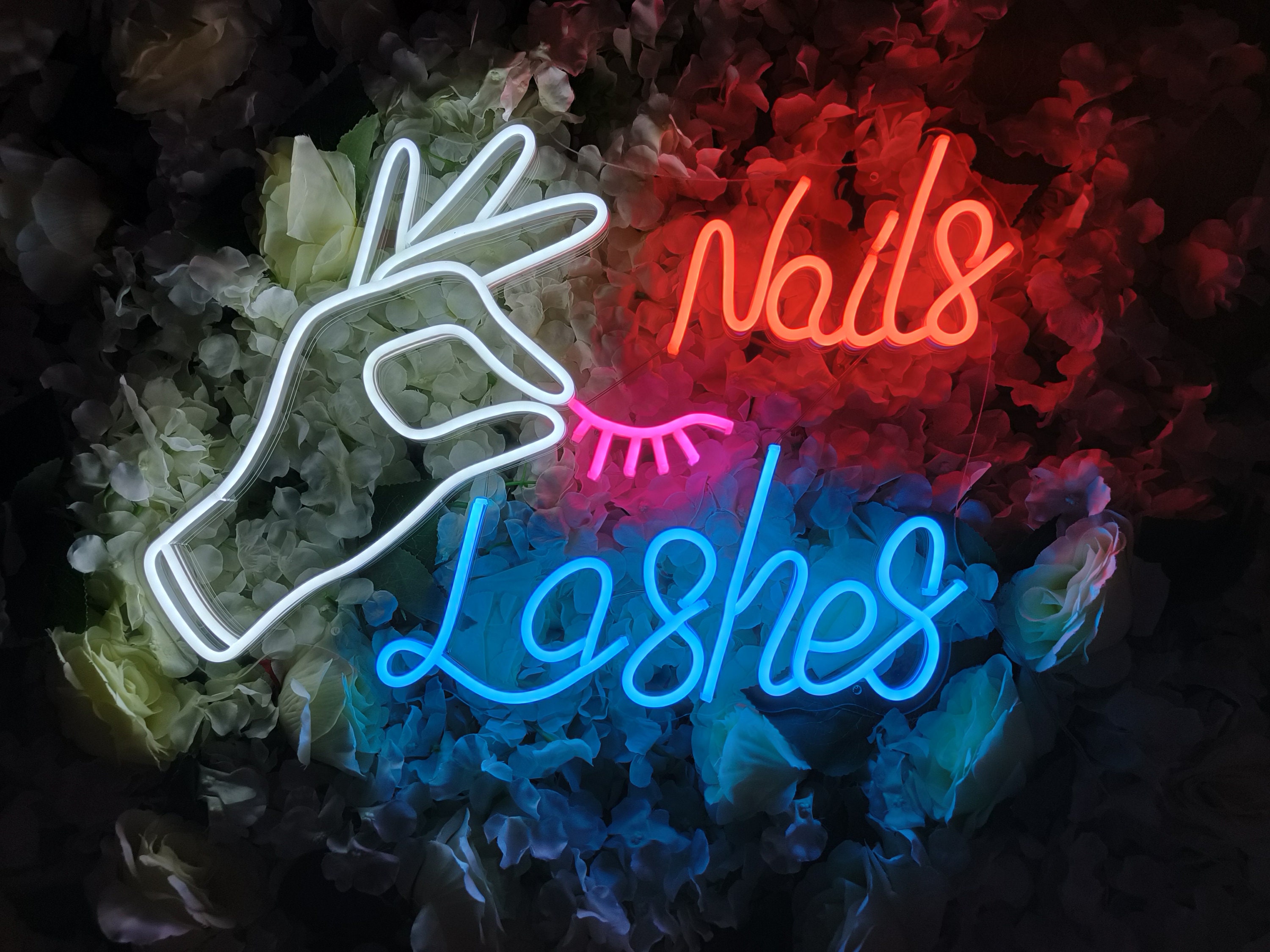 Led Neon Lashes Sign Neon Signs Custom | Neon Sign Nails Lashes | Neon Sign Wall Decor ...