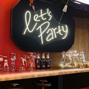 Neon Signs Custom | Neon Sign Let&#39;s Party | Neon Sign Wall Decor | Neon Sign Wedding | Neon Sign Bar | Neon Light Sign | Neon Sign Bedroom