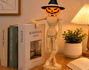 Puppet Pumpkin Table Lamp -Halloween Decorative Lights- Artistic Flexible Night Light- Desktop Lamp for Home/ Bar/Cafe & Art Decor