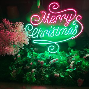 Custom Neon Sign Merry Christmas Neon Sign Decor Neon Sign Art Neon Sign Wall Decor Neon Light Sign For Wall Personalized Neon Sign image 2