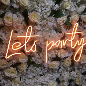 Let&#39;s Party  Neon Sign Custom Wedding Party Art Decor Supplies Present Gender Reveal  Led Neon Sign Bar Home Room Decoration Neon mural