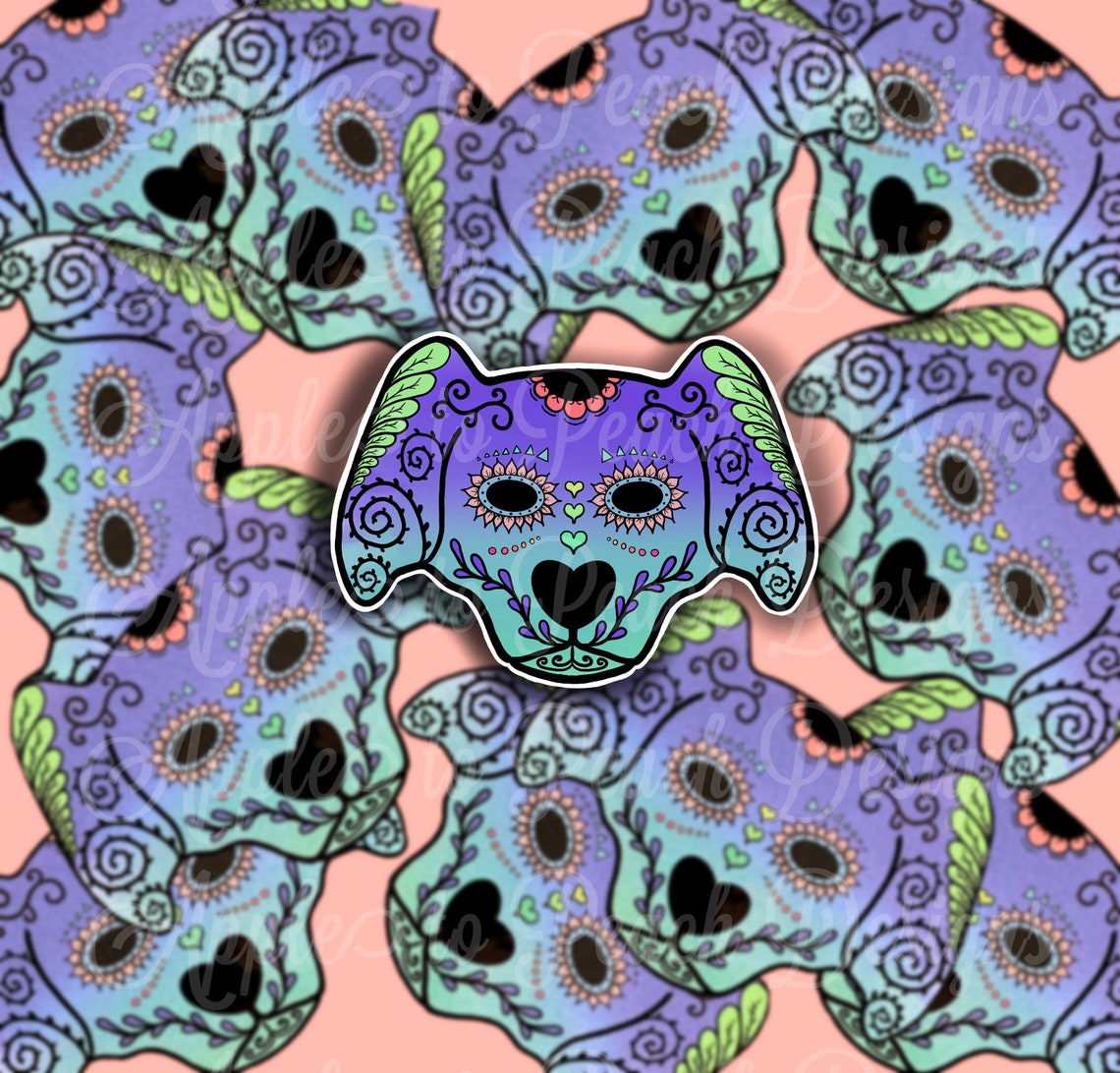 Dog Sugar Skull Sticker - Etsy