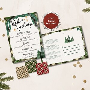 Buffalo Check Winter Recipe Postcard w/ labels - Diffuser & Rollerball Blends Card - Download - Printable - Young Living - Happy Mail