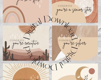 Young Living Boho Rank Up Postcards - Essential Oil Business Cards - Star-Platinum Rank Up Card - Instant Download - Printable