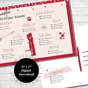 Valentines Day Romantic Diffuser Recipe Postcard Card - Instant Download - Printable - Young Living - Happy Mail
