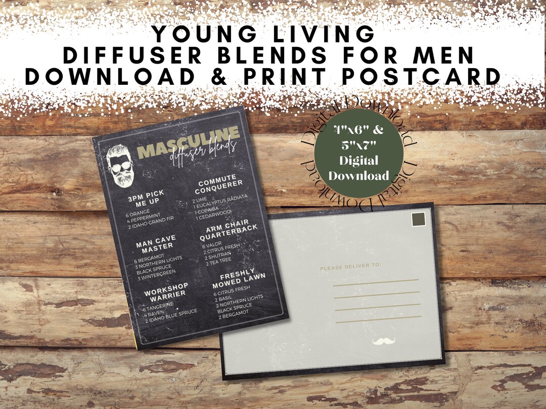 Masculine Diffuser Blends for Men Postcard Digital Download