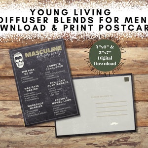 Maskulina doftblandningar för män - Vykort - Digital nedladdning - Young Living - Happy Mail - Marknadsföringsverktyg för oljiga dofter - 4x6 och 5x7