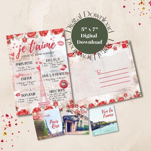 Postal de recetas de perfumes con etiquetas - Inspiración francesa y parisina - Recetas románticas de aceites esenciales - Young Living - Happy Mail - Imprimible