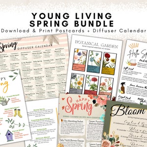 Spring Essential Oil Recipes Postcard Bundle - Instant Download - Printable - Young Living - Happy Mail Card - Diffuser Recipe Card - 5x7