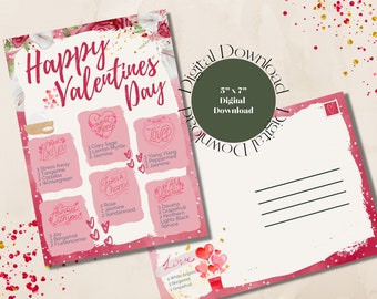 Valentines Day Diffuser Recipe Postcard with Diffuser Teaser Labels - Instant Download - Young Living - Happy Mail - Printable