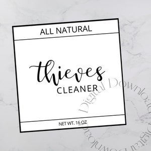 Diebe Cleaner Label, Printable, Minimalist, 3x3, Sticker, Young Living, Digital Download, Essential Oil Accessories, Make and Take