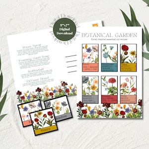 Frühling/Sommer Ätherische Öle Duftmischungen & Rezept Postkarten Label Set - Botanisch - Make and Take - Printable - Young Living - Happy Mail