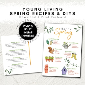 Happy Spring Young Living Essential Oils Recipe Sheet, Digital Download, Make and Take, Card, YL Marketing, 5 x 7 & 4 x 6
