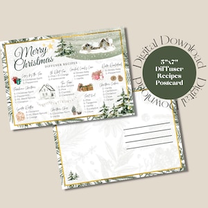 Cartolina postale con diffusore di oli essenziali di buon Natale - con storie Instagram bonus - Download istantaneo - Stampabile - Young Living - Happy Mail