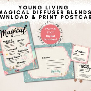 Magische Diffusor Rezept Mischungen Postkarte - Einhörner & Regenbogen - Sofort Download - Printable - Young Living - Happy Mail Karte
