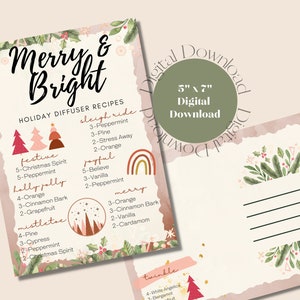 Kerstvakantie Diffuser Recept Ansichtkaartkaart - Boho - Instant Download - Afdrukbaar - Young Living - Happy Mail
