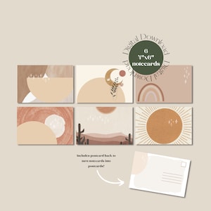 Boho Karten - 10x15cm - 6er Set - inklusive Bonus Postkartenrückseite - Sofort Download - Printable