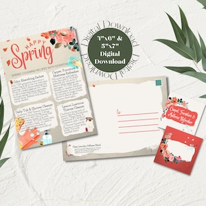 Spring Cleaning Recipe Postcard & Label Set - Make and Take Card - Instant Download - Printable - Young Living - Happy Mail