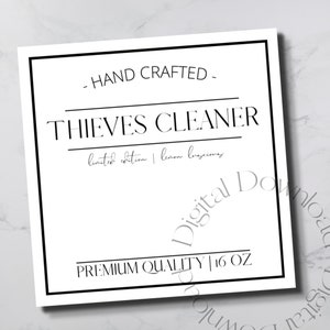 Lemon Luscious Thieves Cleaner Label, bedruckbar, minimalistisch, 3 x 3, Aufkleber, Young Living, digitaler Download, Zubehör für ätherische Öle