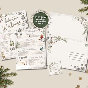 Cartão postal de bem-estar de inverno com óleo essencial com misturas de rollerball - Receitas de difusor - Etiquetas - Download - DIYs de Natal - Cartão Young Living
