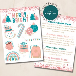 Kerstvakantie Diffuser Recept Ansichtkaartkaart - Boho - Instant Download - Afdrukbaar - Young Living - Happy Mail