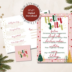 Christmas Holiday Recipe Postcard & Labels Set - Diffuse Blends - DIY Recipes - Instant Download - Printable - Young Living - Happy Mail