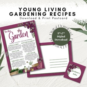 Gardening w/ Essential Oils Recipe Postcard & Label Set - Make and Take - Download - Printable - Young Living - Doterra - Happy Mail