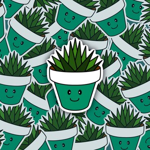 Cute Plant Pot Face Die Cut Sticker | Label | House Plants | Indoor Plants | Succulent