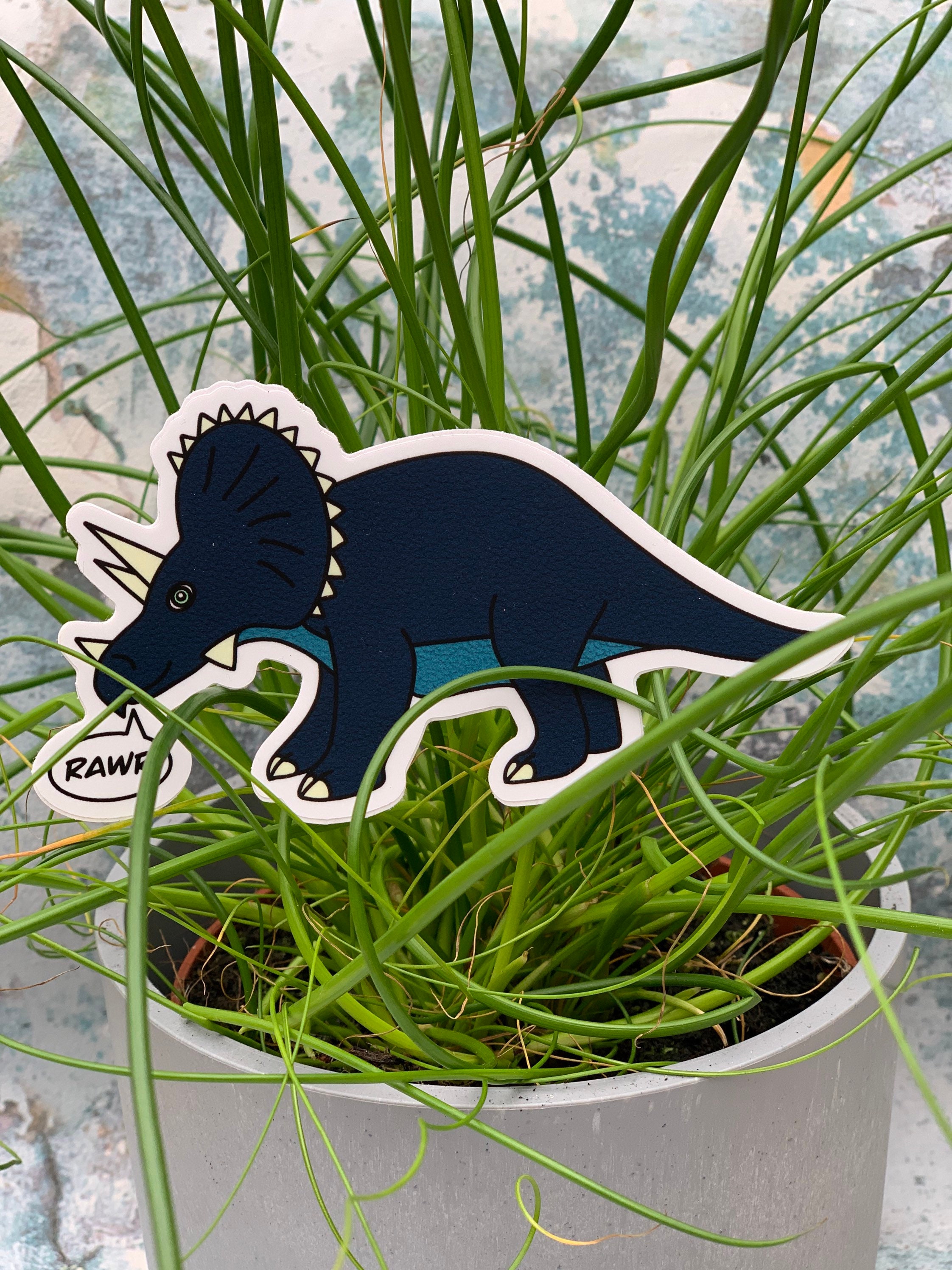 Triceratops Die Cut Dinosaur Dino Sticker Etsy UK