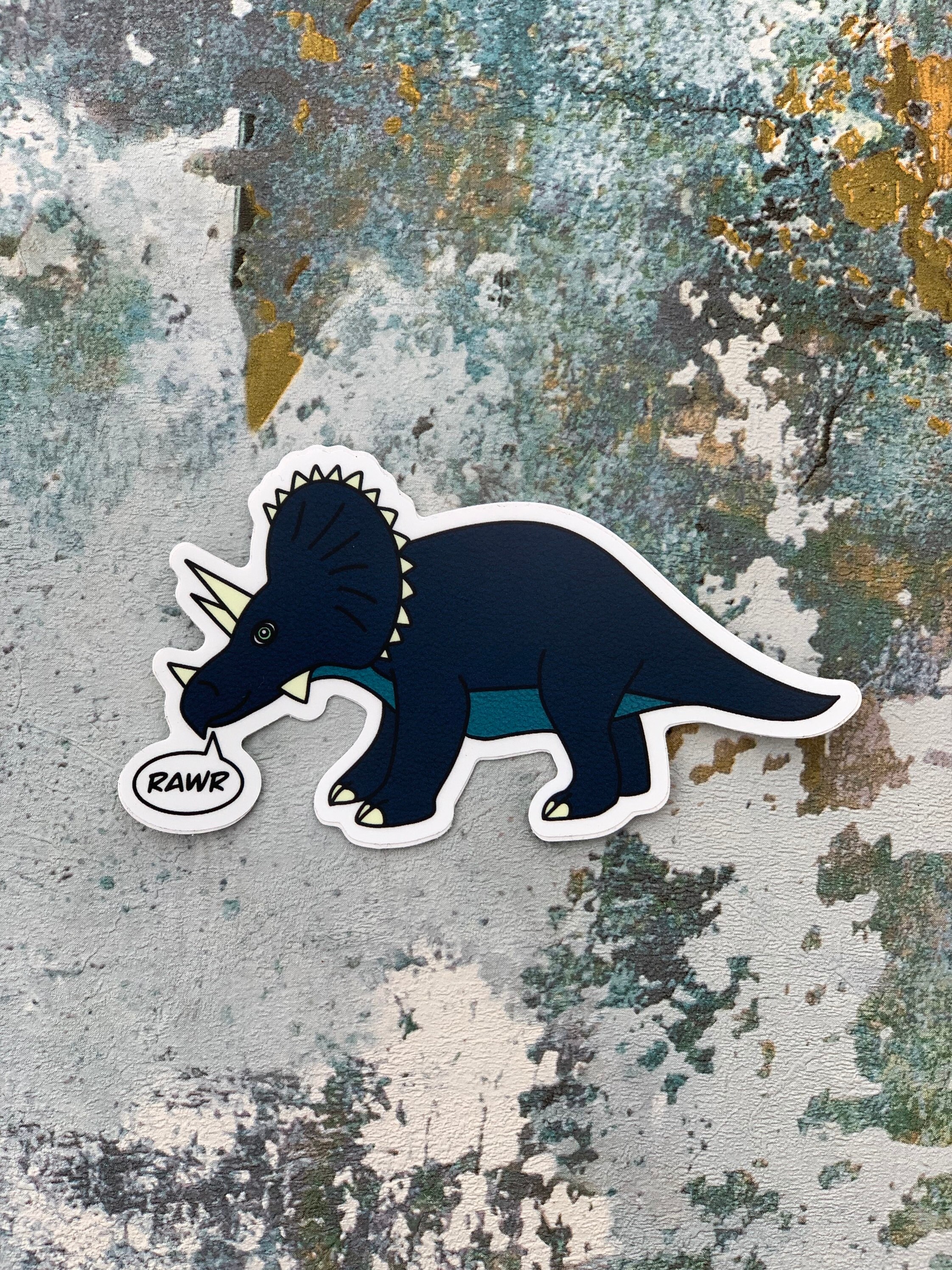 Triceratops Die Cut Dinosaur Dino Sticker Etsy UK