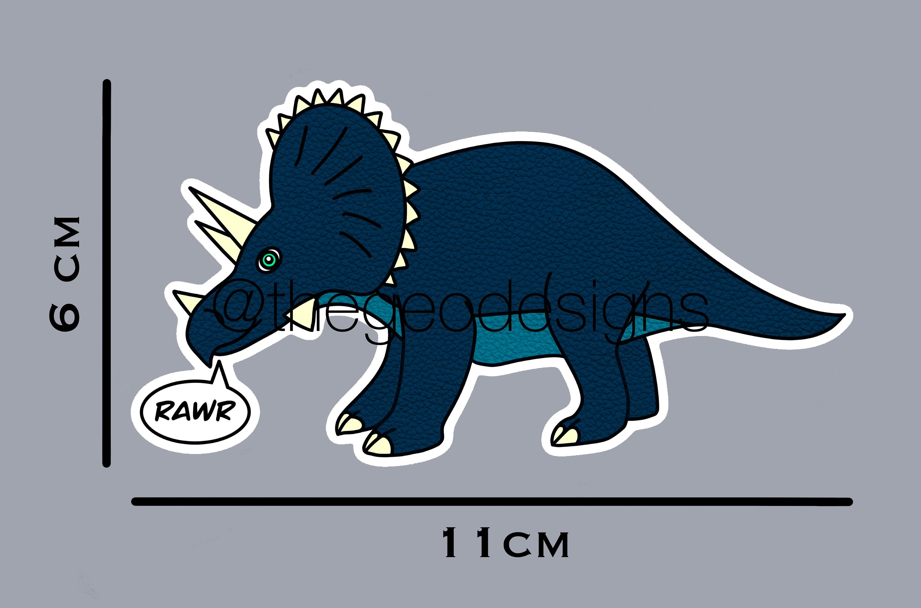 Triceratops Die Cut Dinosaur Dino Sticker And Matching Resin Etsy