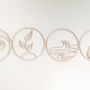 Elements Wall Art | Four Elements Wall Art | Fire Water Earth Air | Wood Wall Art | Element Symbols Wood Laser Cut