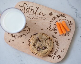 Santa Board | Christmas Santa Cookie Kid Board | Christmas Board Gift | Gift for Kids | Santa Plate | Santa Tray | Milk and Cookies Tray