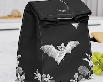 Gothic Bat Lunch bag | Witchy Lunch Bag | Gothic Lunch Bag | Fabric Lunch Bag | Dark Academia Lunch Bag | Horror Aesthetic Lunch Bag