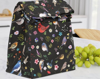 Bird Lover Lunch bag | Bird Watcher Lunch Bag | Bird Nerd Lunch Bag | Fabric Lunch Bag | Bird Watcher gift Lunch Bag | Gift for Bird Nerd