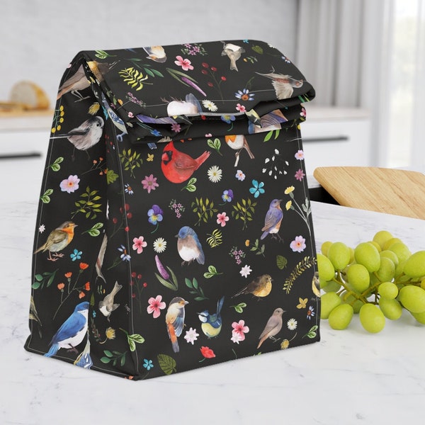 Bird Lover Lunch bag | Bird Watcher Lunch Bag | Bird Nerd Lunch Bag | Fabric Lunch Bag | Bird Watcher gift Lunch Bag | Gift for Bird Nerd