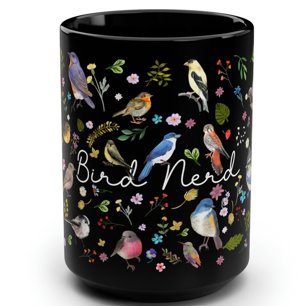 Bird Nerd Mug 15oz | "Bird Nerd" Bird Lover | Bird Watcher Gift | Nature Lover | Gift for Mom | Bird Lover Gift | Illustrated Birds