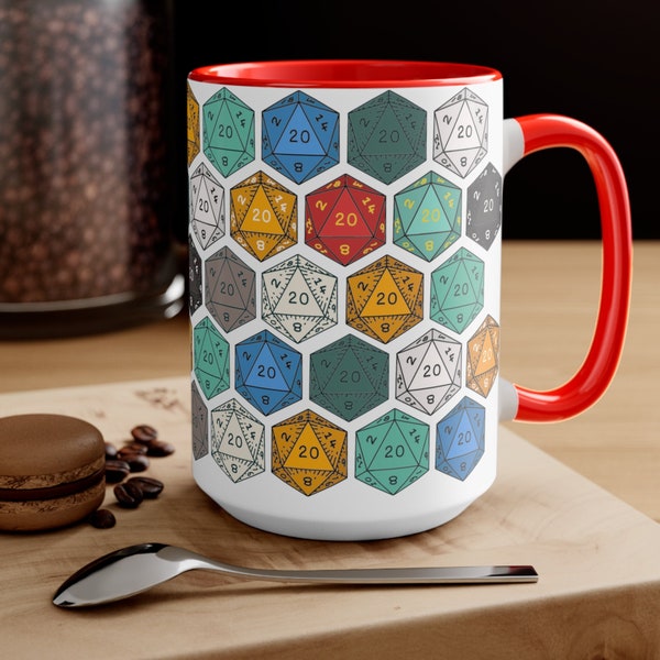 DnD Mug | dnd dice mug | 15 oz mug | Gaming Mug | Gift for Nerd | Gift for Gamer | Gift for Geek | Dungeon Master gift | dungeon and dragons